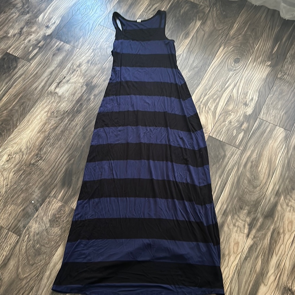 Old Navy Navy and Black Striped Maxi Dress